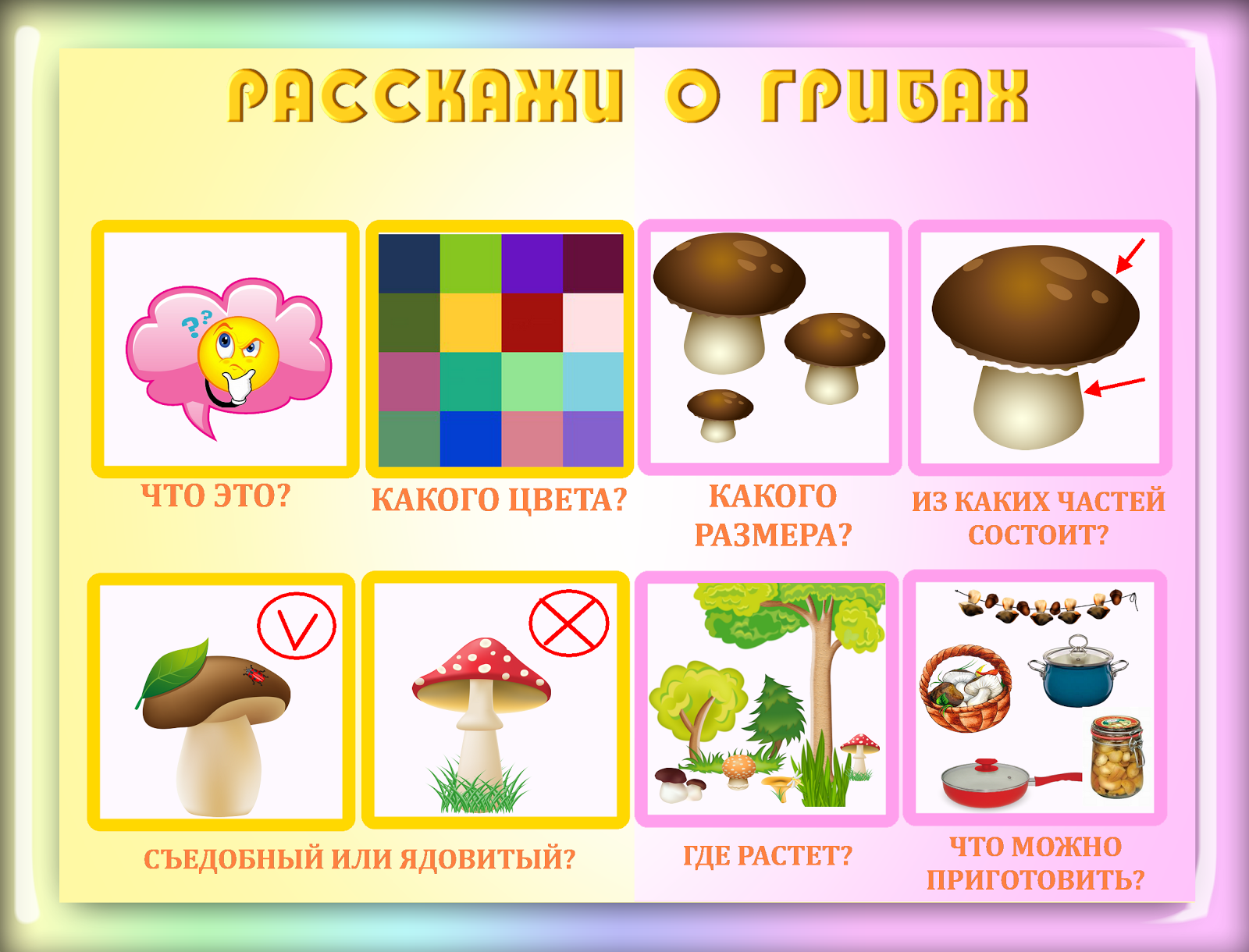 Схема описания гриба для дошкольников